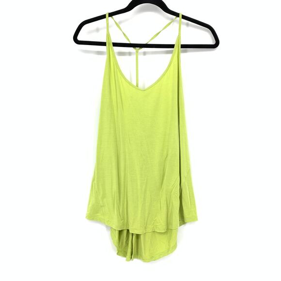 Lululemon Y-Back Tank Top Womens Apx Size 12 Lime Green Draped Split Back - Picture 1 of 4